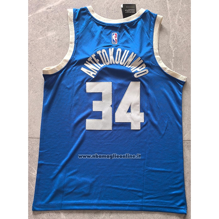 Maglia Milwaukee Bucks Giannis Antetokounmpo #34 Citta 2024-25 Blu